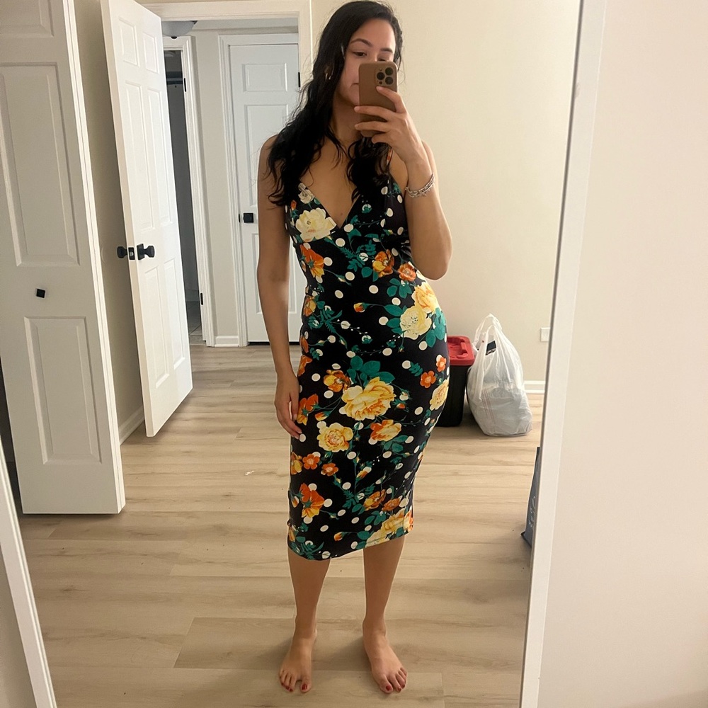 Floral polka dot Midi Dress